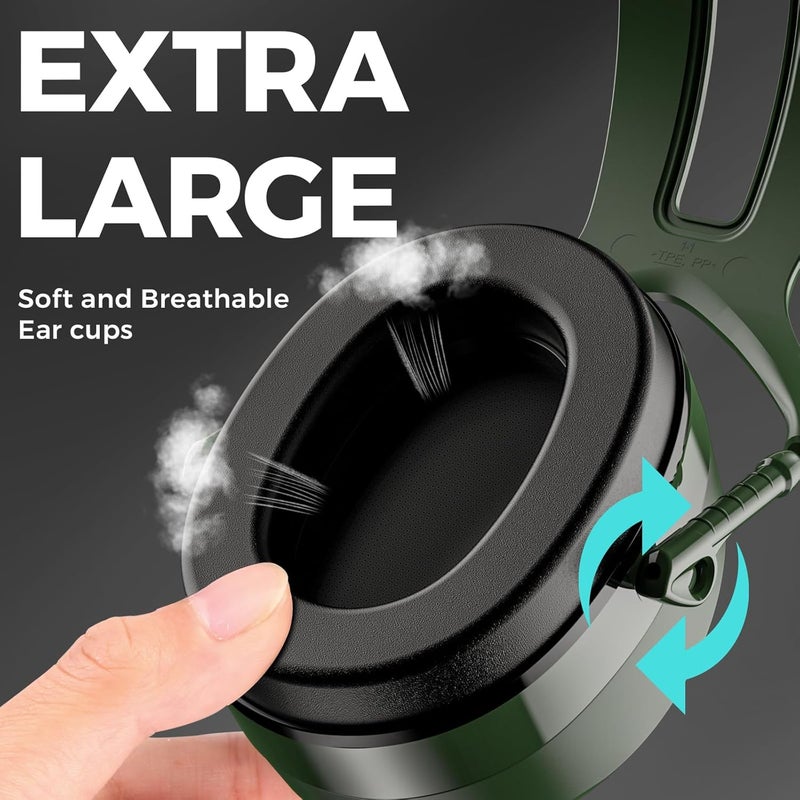 Procase Extra Large SNR 37dB Noise Cancelling Headphones, NRR 30dB Hearing Protection Ear Muffs for Adults Noise Reduction, Wide Size Adjustment and Comfortable -Green - Image 3